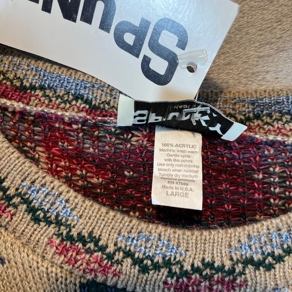 Vintage Floral Knit Sweater Cottagecore Granny Chic Pullover Large Deadstock New - Picture 6 of 6